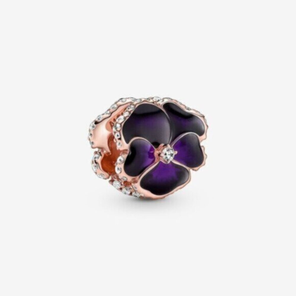 Pandora Deep Purple Pansy Flower Charm